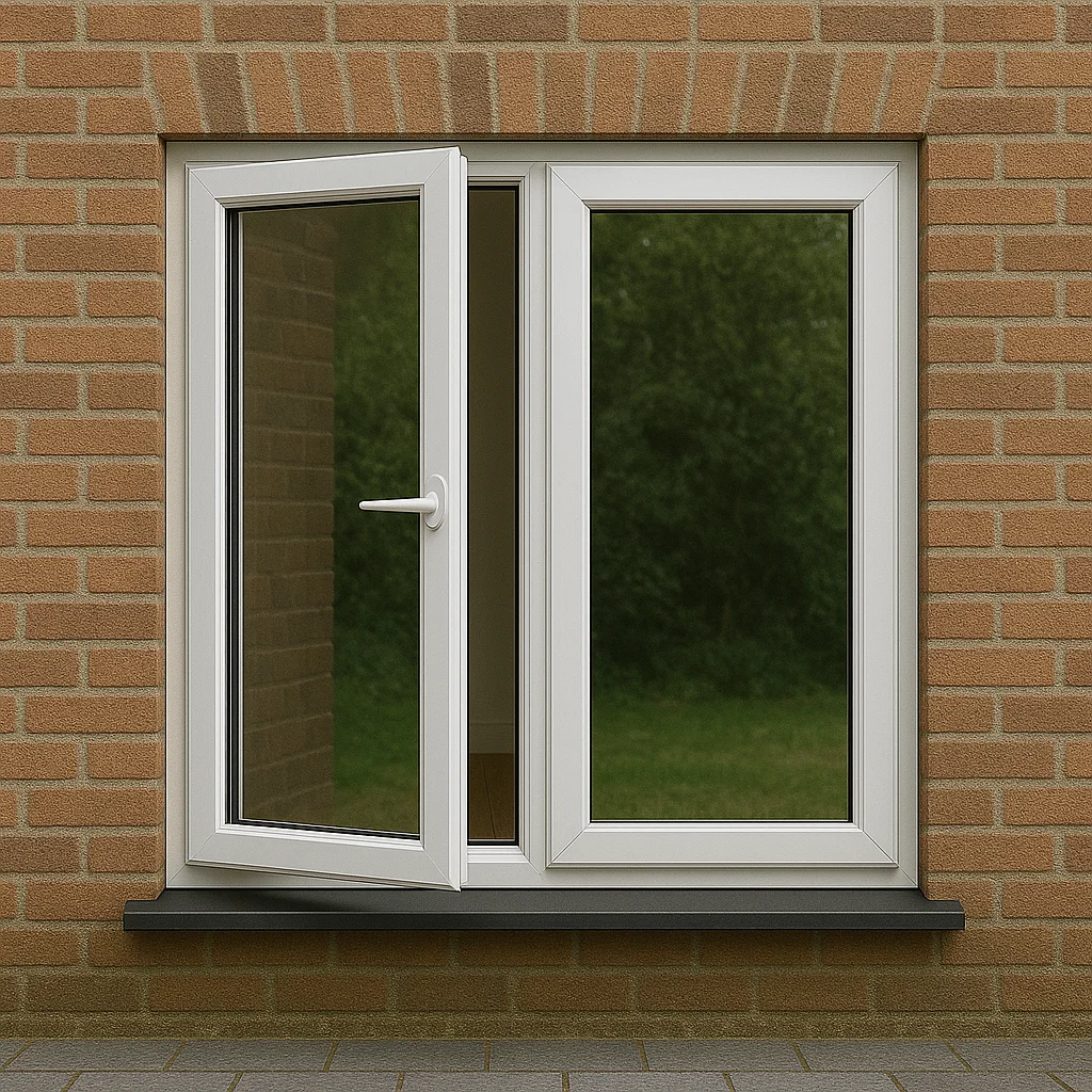 PVC casement window for home extension — white and anthracite options
