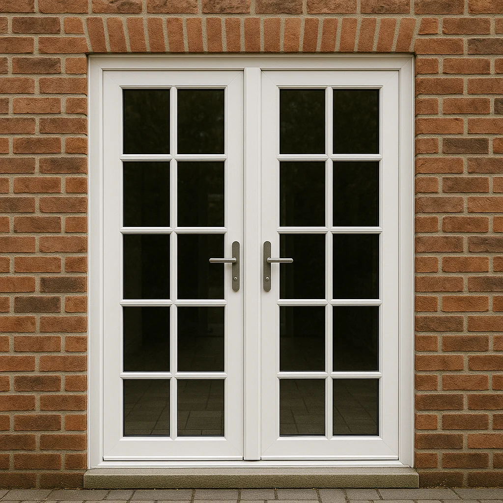 White PVC French doors for home extension — available in white and anthracite grey